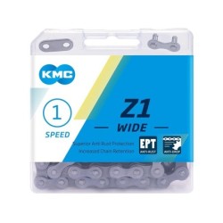 Kæde KMC Z1, 1/2x1/8, 112L EcoProTeQ (EPT) anti-rustbehandling og coating der gør kæden mere lydsvag