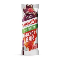 High5 Vegan Energy & Protein Bar 50 gr. Vegansk energi- & proteinbar med kakao- & raspberrysmag. Kasse med 12 stk.
